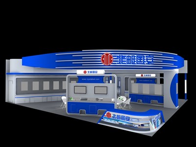 195平米展臺設(shè)計(jì)制作：三面開口/現(xiàn)代/木質(zhì)結(jié)構(gòu)/藍(lán)色，為交通物流展展商而作（免費(fèi)使用）