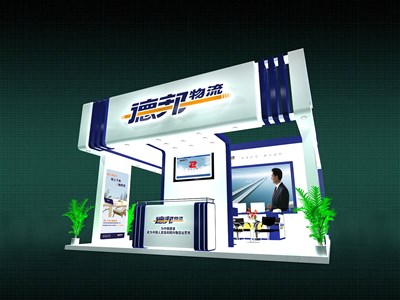 36平米展臺設(shè)計制作：三面開口/現(xiàn)代/木質(zhì)結(jié)構(gòu)/白色，為交通物流展展商而作（免費使用）