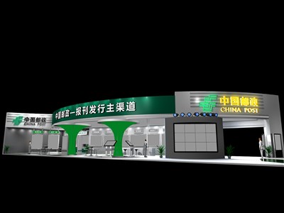 360平米展臺設(shè)計(jì)制作：三面開口/現(xiàn)代/木質(zhì)結(jié)構(gòu)/綠色，為交通物流展展商而作（免費(fèi)使用）