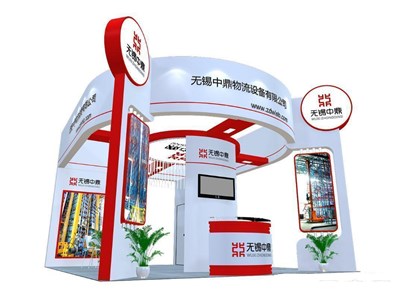42平米展臺設(shè)計制作：四面開口/現(xiàn)代/木質(zhì)結(jié)構(gòu)/白色，為交通物流展展商而作（免費使用）