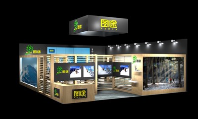 120平米展臺(tái)設(shè)計(jì)制作：一面開口/前衛(wèi)/木質(zhì)結(jié)構(gòu)/米色，為服裝展展商而作（免費(fèi)使用）