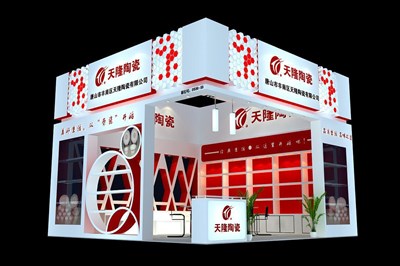 36平米展臺設(shè)計制作：二面開口/現(xiàn)代/木質(zhì)結(jié)構(gòu)/紅色，為工藝品展展商而作（免費使用）