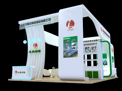 54平米展臺設(shè)計(jì)制作：四面開口/現(xiàn)代/木質(zhì)結(jié)構(gòu)/綠色，為寵物水族展展商而作（免費(fèi)使用）