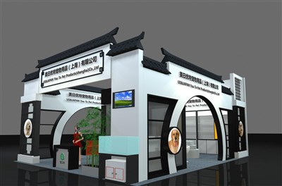 80平米展臺設計制作：三面開口/中式/木質(zhì)結構/白色，為寵物水族展展商而作（免費使用）