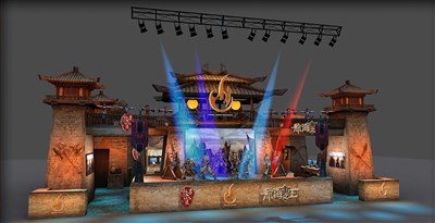 150平米展臺設計制作：三面開口/現代/木質結構/黃色，為游戲展展商而作（免費使用）