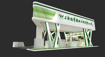 54平米展臺(tái)設(shè)計(jì)制作：四面開口/現(xiàn)代/木質(zhì)結(jié)構(gòu)/綠色，為綜合展展商而作（免費(fèi)使用）
