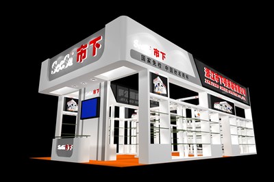 72平米展臺(tái)設(shè)計(jì)制作：三面開口/現(xiàn)代/木質(zhì)結(jié)構(gòu)/白色，為工具展展商而作（免費(fèi)使用）