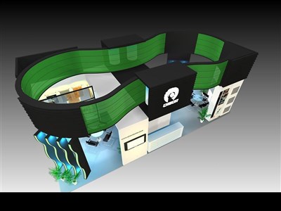72平米展臺設計制作：三面開口/現(xiàn)代/木質(zhì)結(jié)構/黑色，為家電展展商而作（免費使用）