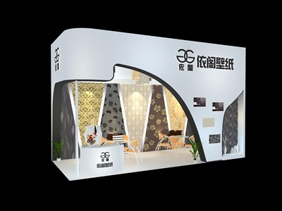 21平米展臺(tái)設(shè)計(jì)制作：二面開(kāi)口/現(xiàn)代/木質(zhì)結(jié)構(gòu)/白色，為建材展展商而作（免費(fèi)使用）