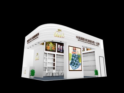 54平米展臺設(shè)計(jì)制作：二面開口/現(xiàn)代/木質(zhì)結(jié)構(gòu)/白色，為嬰幼展展商而作（免費(fèi)使用）