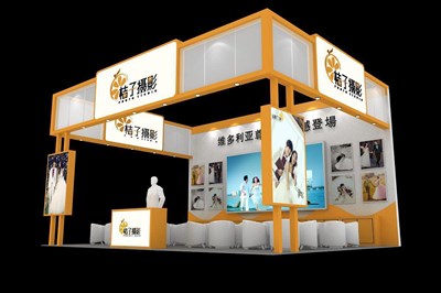 48平米展臺(tái)設(shè)計(jì)制作：三面開口/現(xiàn)代/木質(zhì)結(jié)構(gòu)/白色，為婚博會(huì)展商而作（免費(fèi)使用）