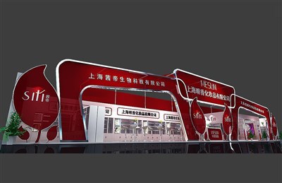 96平米展臺設計制作：一面開口/現(xiàn)代/木質(zhì)結(jié)構/紅色，為美博會展商而作（免費使用）