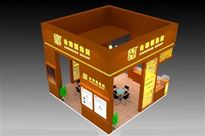 36平米展臺(tái)設(shè)計(jì)制作：四面開(kāi)口/現(xiàn)代/木質(zhì)結(jié)構(gòu)/黃色，為珠寶展展商而作（免費(fèi)使用）