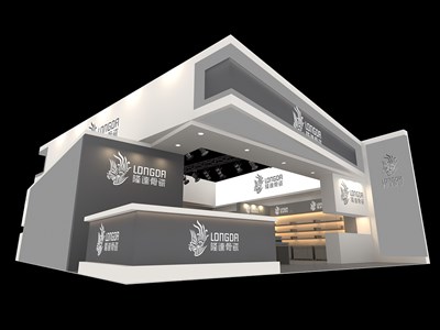 120平米展臺設計制作：一面開口/現(xiàn)代/木質結構/白色，為日用品展展商而作（免費使用）