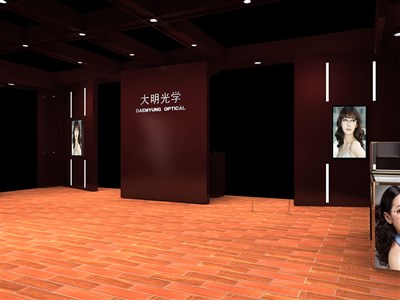 120平米展臺(tái)設(shè)計(jì)制作：二面開口/現(xiàn)代/木質(zhì)結(jié)構(gòu)/咖啡色，為眼鏡展展商而作（免費(fèi)使用）