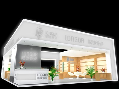 120平米展臺設計制作：一面開口/現(xiàn)代/木質結構/白色，為日用品展展商而作（免費使用）