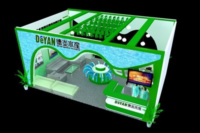 54平米展臺設(shè)計(jì)制作：二面開口/現(xiàn)代/木質(zhì)結(jié)構(gòu)/綠色，為綜合展展商而作（免費(fèi)使用）