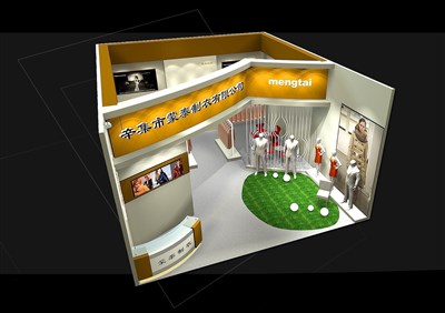 67.5平米展臺(tái)設(shè)計(jì)制作：一面開(kāi)口/現(xiàn)代/木質(zhì)結(jié)構(gòu)/黃色，為服裝展展商而作（免費(fèi)使用）