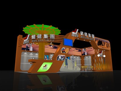 72平米展臺(tái)設(shè)計(jì)制作：二面開口/現(xiàn)代/木質(zhì)結(jié)構(gòu)/咖啡色，為服裝展展商而作（免費(fèi)使用）