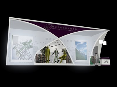 36平米展臺設計制作：二面開口/前衛(wèi)/型材結構/白色，為服裝展展商而作（免費使用）