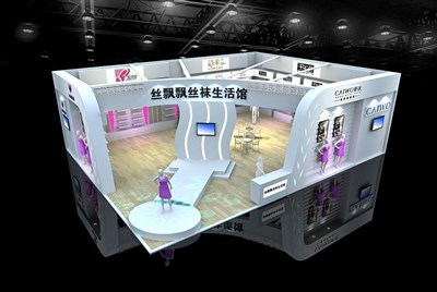 130平米展臺設計制作：二面開口/前衛(wèi)/木質結構/白色，為服裝展展商而作（免費使用）