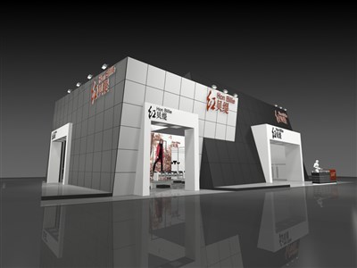 315平米展臺設(shè)計制作：三面開口/現(xiàn)代/木質(zhì)結(jié)構(gòu)/灰色，為服裝展展商而作（免費使用）