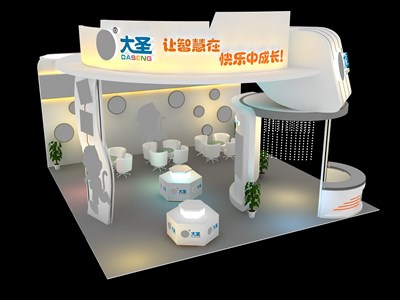 64平米展臺設計制作：三面開口/現(xiàn)代/木質(zhì)結(jié)構(gòu)/白色，為嬰幼展展商而作（免費使用）