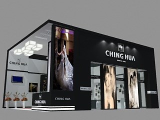 80平米展臺(tái)設(shè)計(jì)制作：一面開口/現(xiàn)代/木質(zhì)結(jié)構(gòu)/黑色，為婚博會(huì)展商而作（免費(fèi)使用）