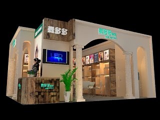 42平米展臺(tái)設(shè)計(jì)制作：二面開口/歐式/木質(zhì)結(jié)構(gòu)/米色，為婚博會(huì)展商而作（免費(fèi)使用）