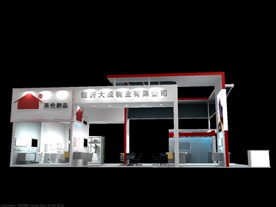 160平米展臺設(shè)計制作：四面開口/現(xiàn)代/木質(zhì)結(jié)構(gòu)/紅色，為衛(wèi)浴展展商而作（免費(fèi)使用）