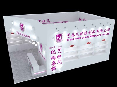 54平米展臺設計制作：二面開口/現(xiàn)代/木質(zhì)結構/白色，為玩具展展商而作（免費使用）