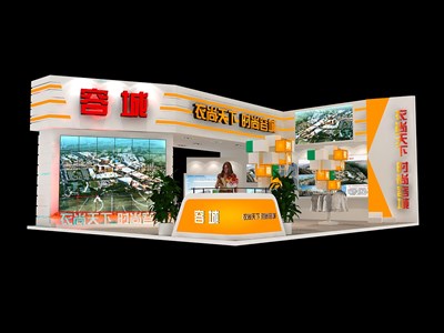 99平米展臺設(shè)計制作：三面開口/現(xiàn)代/木質(zhì)結(jié)構(gòu)/黃色，為服裝展展商而作（免費(fèi)使用）