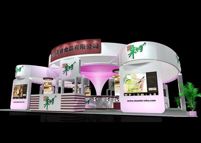 156平米展臺設計制作：四面開口/現(xiàn)代/木質(zhì)結(jié)構/白色，為食品展展商而作（免費使用）