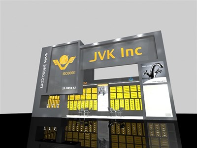27平米展臺設(shè)計制作：二面開口/現(xiàn)代/木質(zhì)結(jié)構(gòu)/灰色，為五金展展商而作（免費(fèi)使用）