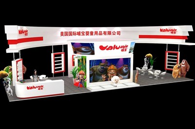90平米展臺設(shè)計(jì)制作：四面開口/現(xiàn)代/木質(zhì)結(jié)構(gòu)/白色，為嬰幼展展商而作（免費(fèi)使用）