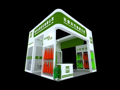 36平米展臺設計制作：三面開口/現(xiàn)代/木質結構/白色，為紡織展展商而作（免費使用）