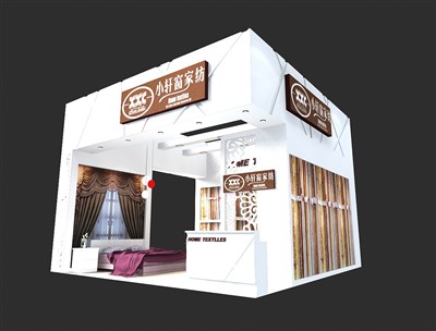 36平米展臺設計制作：一面開口/現(xiàn)代/木質(zhì)結構/白色，為紡織展展商而作（免費使用）