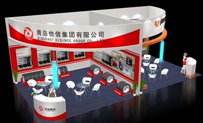 72平米展臺(tái)設(shè)計(jì)制作：二面開口/前衛(wèi)/木質(zhì)結(jié)構(gòu)/紅色，為汽配展展商而作（免費(fèi)使用）