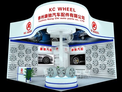 36平米展臺設計制作：二面開口/現(xiàn)代/木質結構/白色，為汽配展展商而作（免費使用）