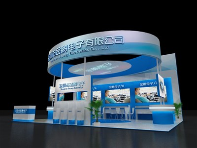 54平米展臺(tái)設(shè)計(jì)制作：三面開口/前衛(wèi)/木質(zhì)結(jié)構(gòu)/藍(lán)色，為汽配展展商而作（免費(fèi)使用）