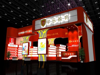 72平米展臺設(shè)計制作：二面開口/現(xiàn)代/木質(zhì)結(jié)構(gòu)/紅色，為文具圖書展展商而作（免費使用）