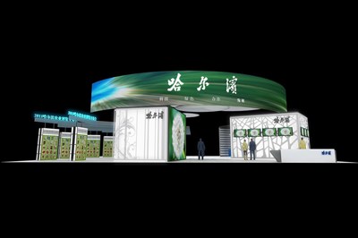 576平米展臺(tái)設(shè)計(jì)制作：二面開口/現(xiàn)代/木質(zhì)結(jié)構(gòu)/綠色，為農(nóng)交會(huì)展商而作（免費(fèi)使用）