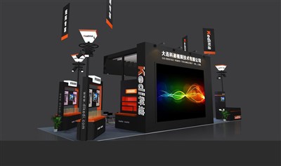 90平米展臺(tái)設(shè)計(jì)制作：四面開口/前衛(wèi)/木質(zhì)結(jié)構(gòu)/黑色，為安防展展商而作（免費(fèi)使用）