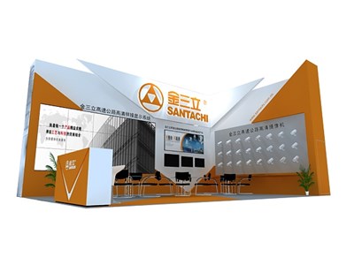 54平米展臺(tái)設(shè)計(jì)制作：二面開口/前衛(wèi)/木質(zhì)結(jié)構(gòu)/橙色，為安防展展商而作（免費(fèi)使用）