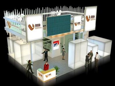 99平米展臺設(shè)計制作：三面開口/前衛(wèi)/木質(zhì)結(jié)構(gòu)/白色，為汽配展展商而作（免費(fèi)使用）