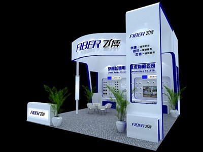 36平米展臺設(shè)計(jì)制作：三面開口/現(xiàn)代/木質(zhì)結(jié)構(gòu)/白色，為安防展展商而作（免費(fèi)使用）