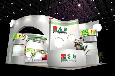 63平米展臺(tái)設(shè)計(jì)制作：二面開口/現(xiàn)代/木質(zhì)結(jié)構(gòu)/白色，為食品展展商而作（免費(fèi)使用）