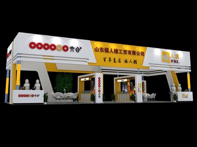 90平米展臺設(shè)計(jì)制作：四面開口/現(xiàn)代/木質(zhì)結(jié)構(gòu)/彩色，為美博會展商而作（免費(fèi)使用）