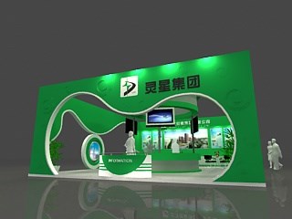 99平米展臺(tái)設(shè)計(jì)制作：二面開口/現(xiàn)代/木質(zhì)結(jié)構(gòu)/綠色，為食品展展商而作（免費(fèi)使用）