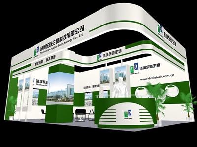 54平米展臺設(shè)計制作：二面開口/現(xiàn)代/木質(zhì)結(jié)構(gòu)/綠色，為食品展展商而作（免費使用）